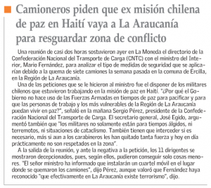 Noticia de diario El Mercurio